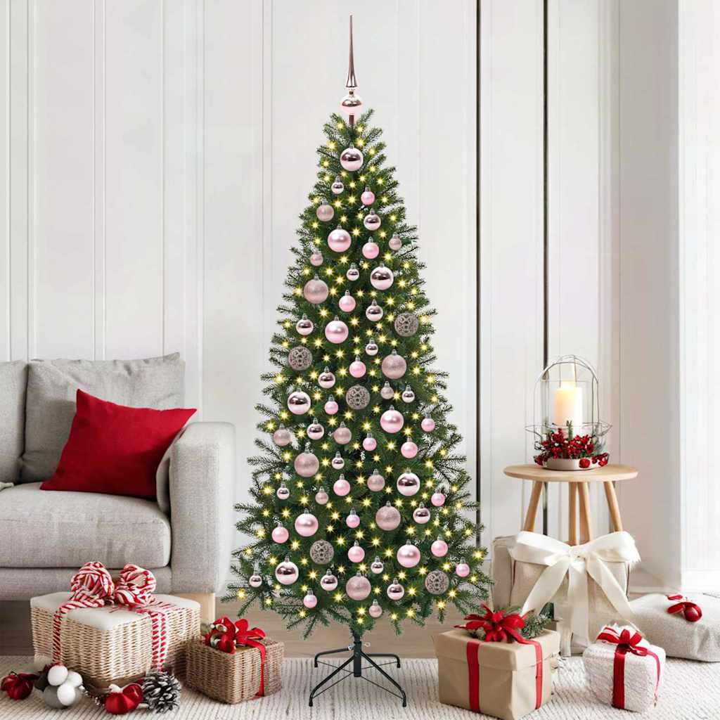 Christmas Ornament Set with 300 LEDs 120 Pcs Pink Plastic
