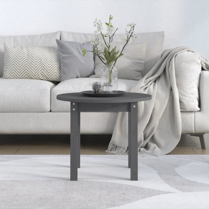 VidaXL Coffee Table Grey Ø 55x45 Cm Solid Pine Wood 822329