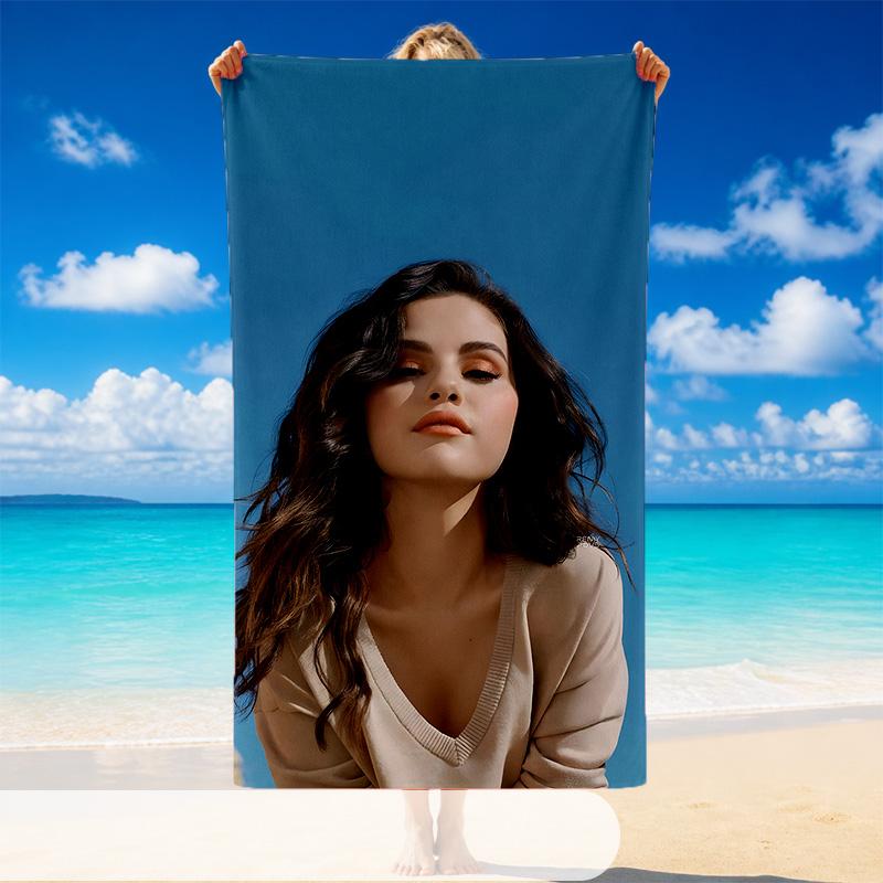 Quick Dry Beach Towel Selena Gomez Pattern, Lightweight Absorbent Towel for Pool Beach Vacation Use