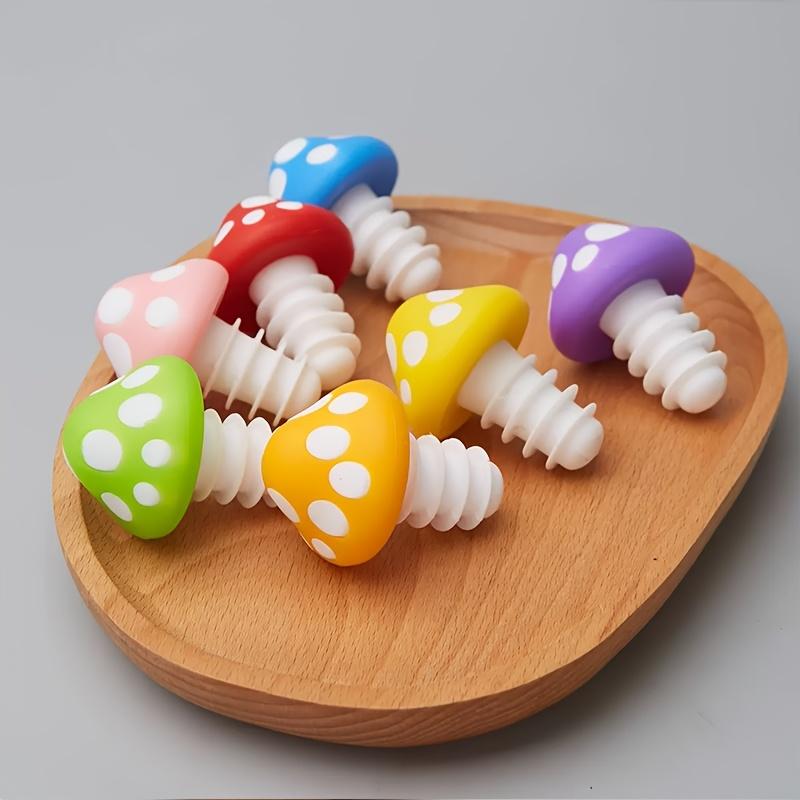 Bunte Pilzkorken für Weinflaschen, Lebendige Silikonkorken mit verspielten Designs, Perfekt für Rotwein-, Öl- und Essigflaschen