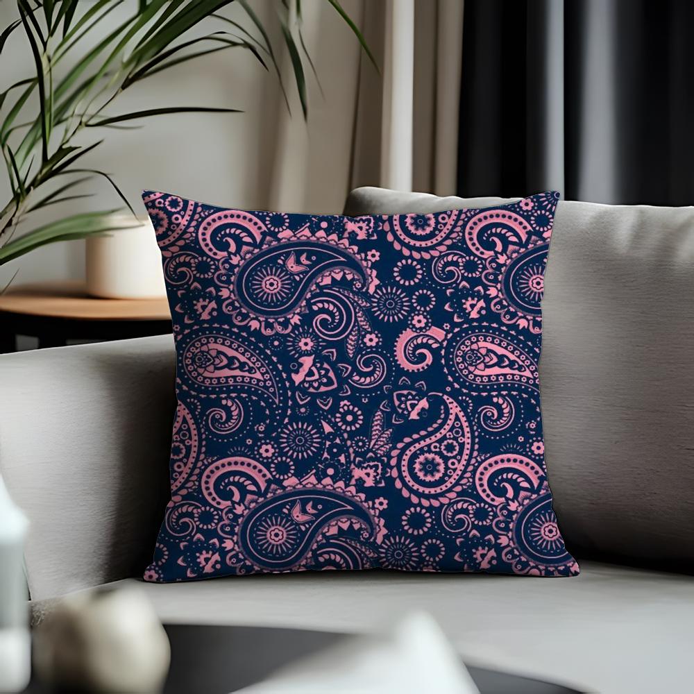 Trending PPpaisleyed Cushion Cover Antidustmite Pillowcase Invisible Zipper Silky Short Plush Sofa Cushion Cover