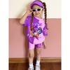 Kpop Cartoon Graphic New T-Shirt and Pants Set Girls' Summer Clothing Cute Short Sleeve Set Children's T-Shirt and Shorts Set