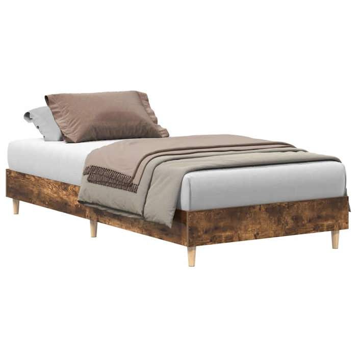 VidaXL Bed Frames Without Mattress Smoked Oak 90x190cm Engineered Wood, Bedroom Furniture, Slatted Base, Single Bed, 861088