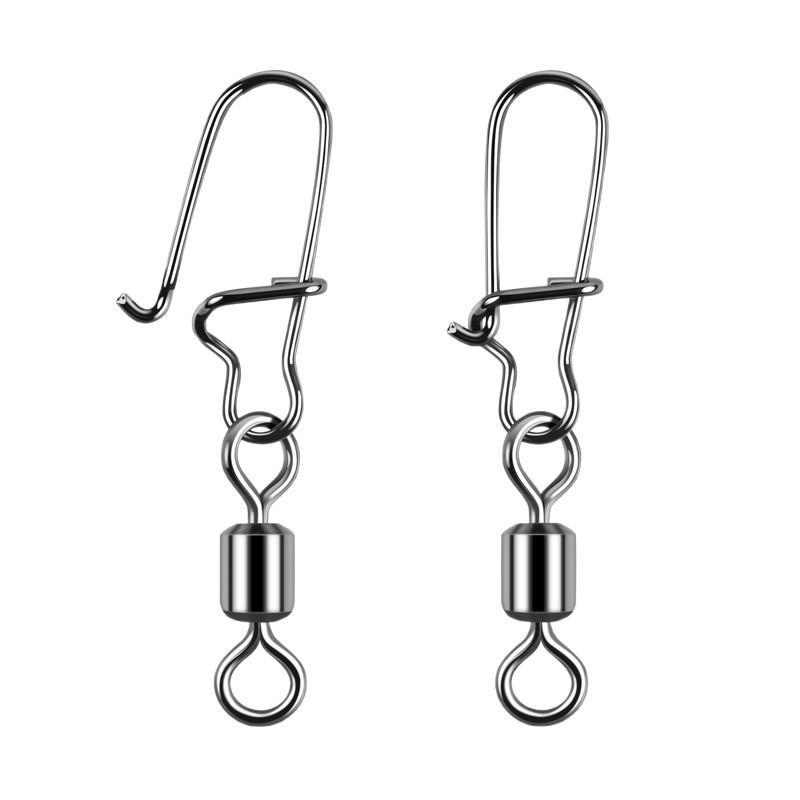 50Pcs Heavy-Duty Ball Bearing Fishing Swivels Snaps With 8-Shaped Swivel Rings Carbon Steel For Saltwater Lure Conne