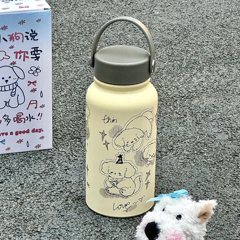 New Large Mouth High Appearance Level Thermos Cup Large Capacity Female Stainless Steel Water Cup Student Portable Cute Cup