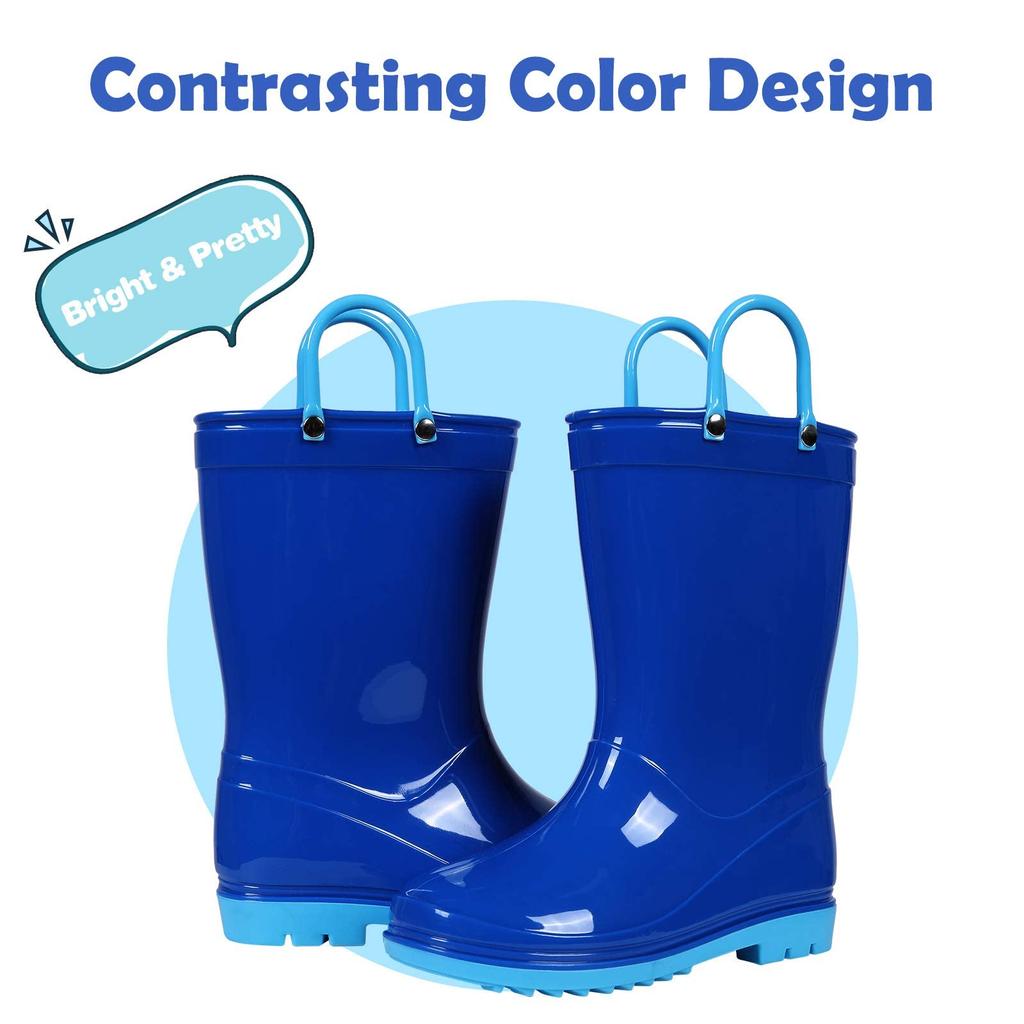 Modne Litfun 2025 Nowe Dziecięce Kalosze Wodoodporne Antypoślizgowe Buty dla Dzieci Gumowe Kalosze z Uchwytami Ułatwiającymi Zakładanie Miękka Podeszwa Unisex Buty na Deszcz