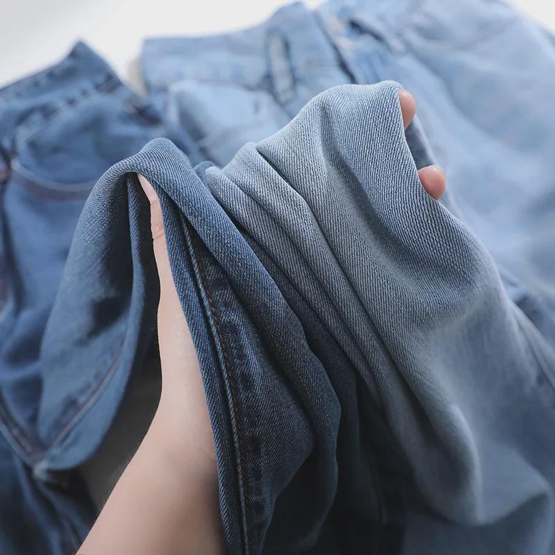 Women's Wide-Leg Tencel Denim Pants with YKK Zipper - Summer 2025 Draping Ice Silk Loose Fit