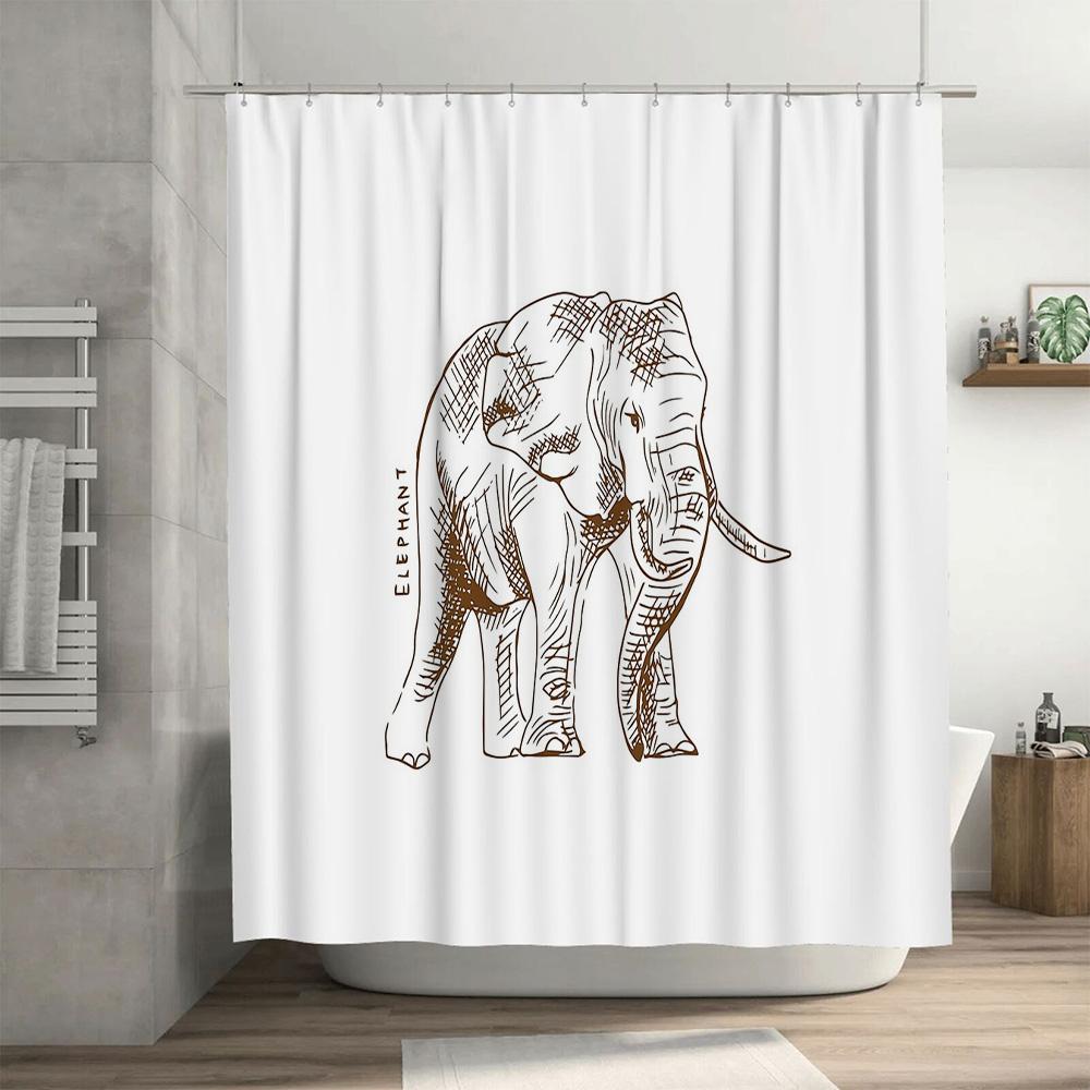 unframed Elephant Shower Curtain Woodland Animal Bathroom Decor Nature Forest Wildlife Washable Liner Modern Farmhouse Home Deco