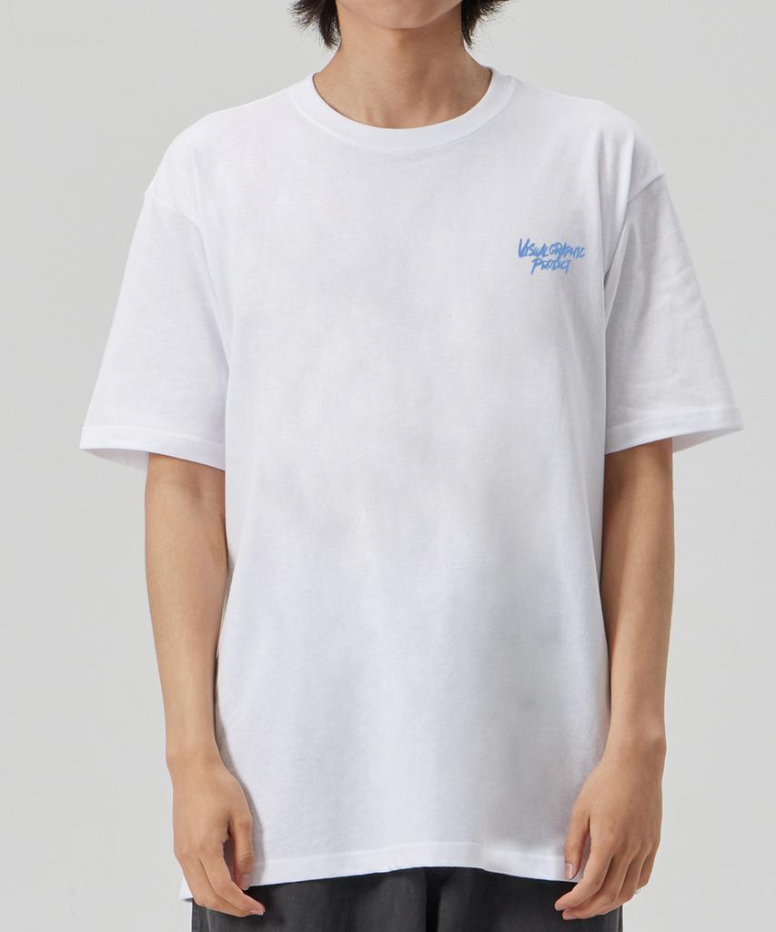 BY.L Graffiti Logo Short Sleeve T-Shirt White Sky Blue