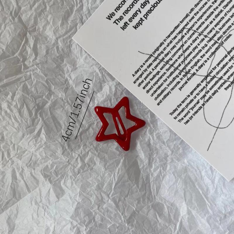 5pcs Red Star Metal Snap Lucky Clip Hair Clips Girls Hairpins Barrettes Hair Jewelry Hairpin Headwear Party