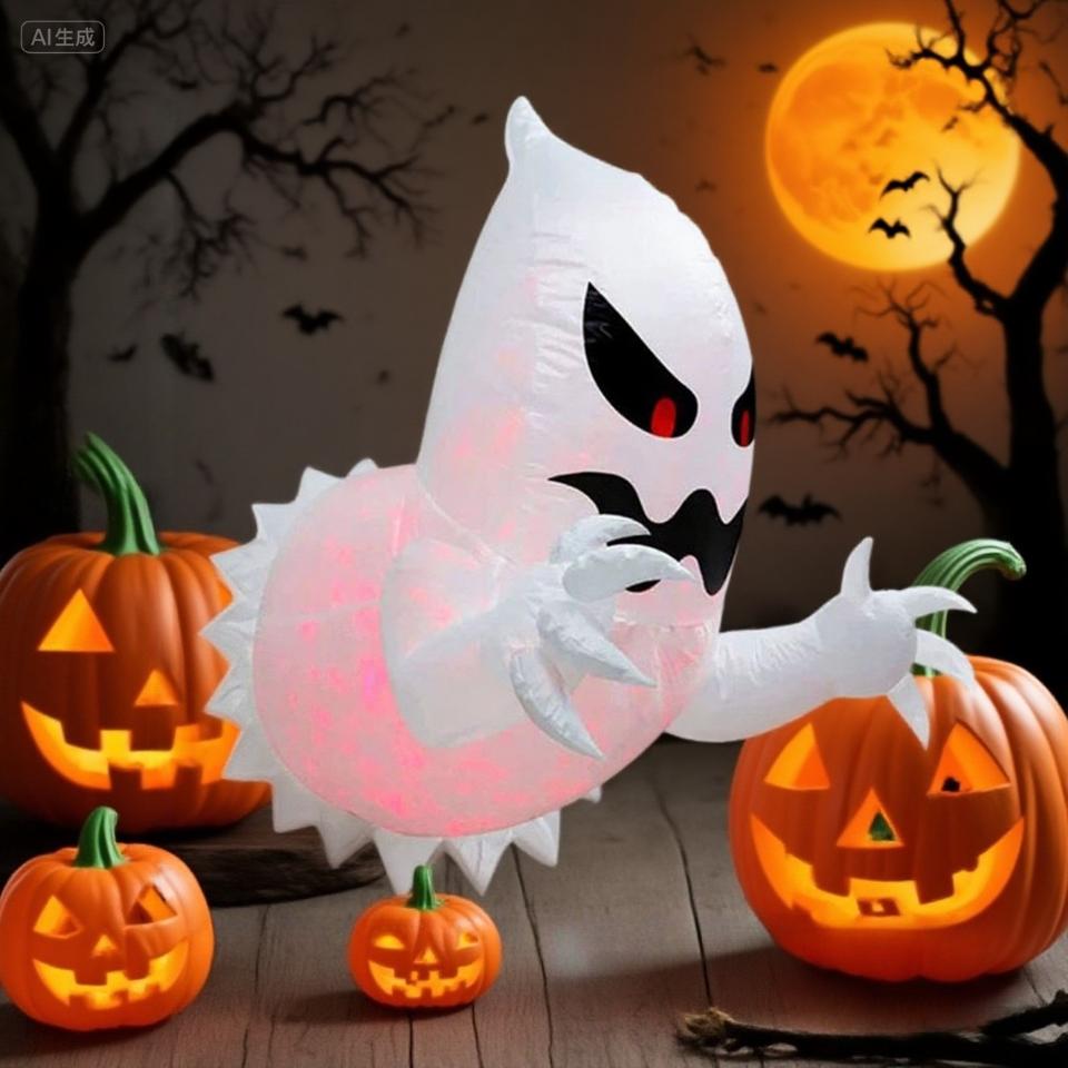 Halloween Inflatable Ghost with LED Lights, 1.4M Large Size with LED Lights, Outdoor Courtyard Garden Decoration Fun Party Tool