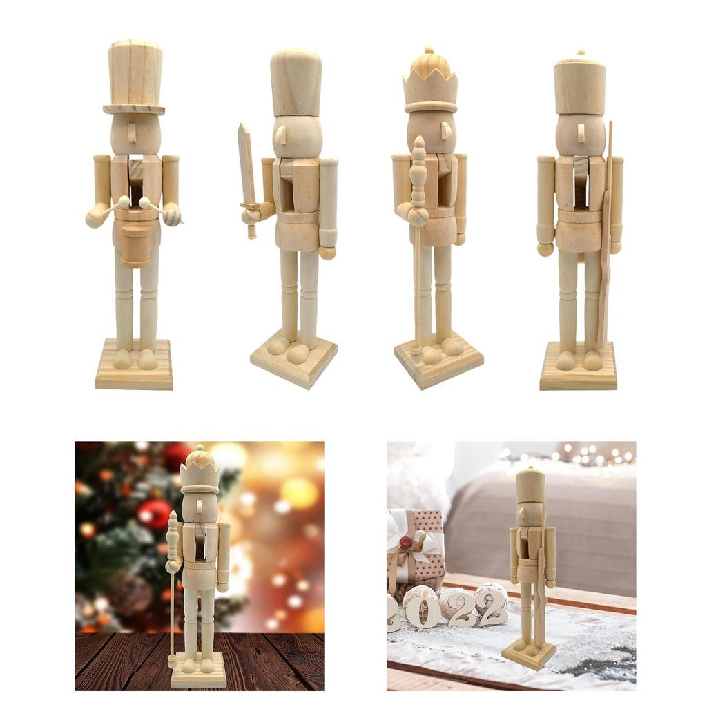Wood Nutcracker Figurines Paint Your Own Mini Wooden Nutcracker Figure for Table Decor Arts Project Christmas Craft Supplies
