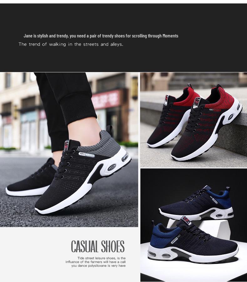 Cross-Border Plus Size Men's Summer Fly-Knit Air Cushion Sneakers - Breathable Casual Mesh Running Shoes