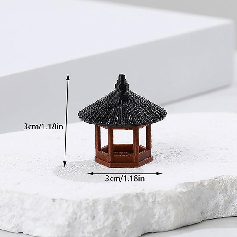 Mini Estatua de Pagoda Modelo de Edificio Antiguo Pabellón Hexagonal Entornos Asiáticos Exóticos Jarrón de Flores Decoración para Acuario Casa de Muñecas