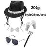 Michael Jackson Cosplay Requisite MJ Hut mit Perücke Handschuh Brillen Set Fans Performance Kostüm Geburtstag Tanz Geschenke Halloween Cosplay
