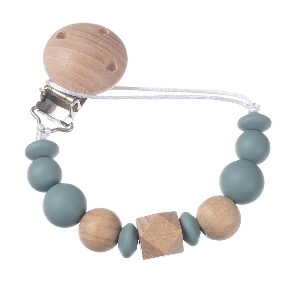 

New Baby Pacifier Chain Clips Wood Silicone Round Octagonal Beads Teething Chain For Infant Appease Soother Dummy Holder Clip