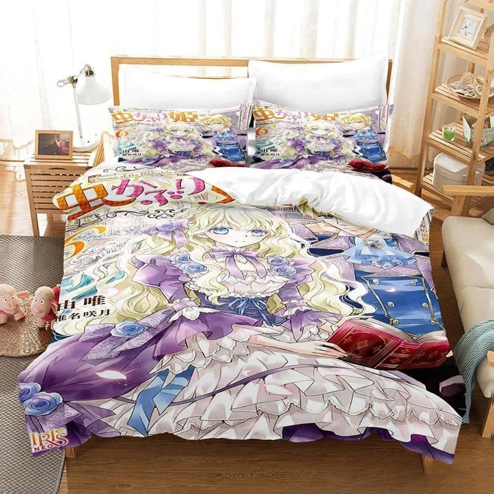 3D Anime Bibliophile Princess All Season Bedding Set Single Twin Full Queen King Size Bed Set Adult Kid Bedroom Duvet Cover Sets