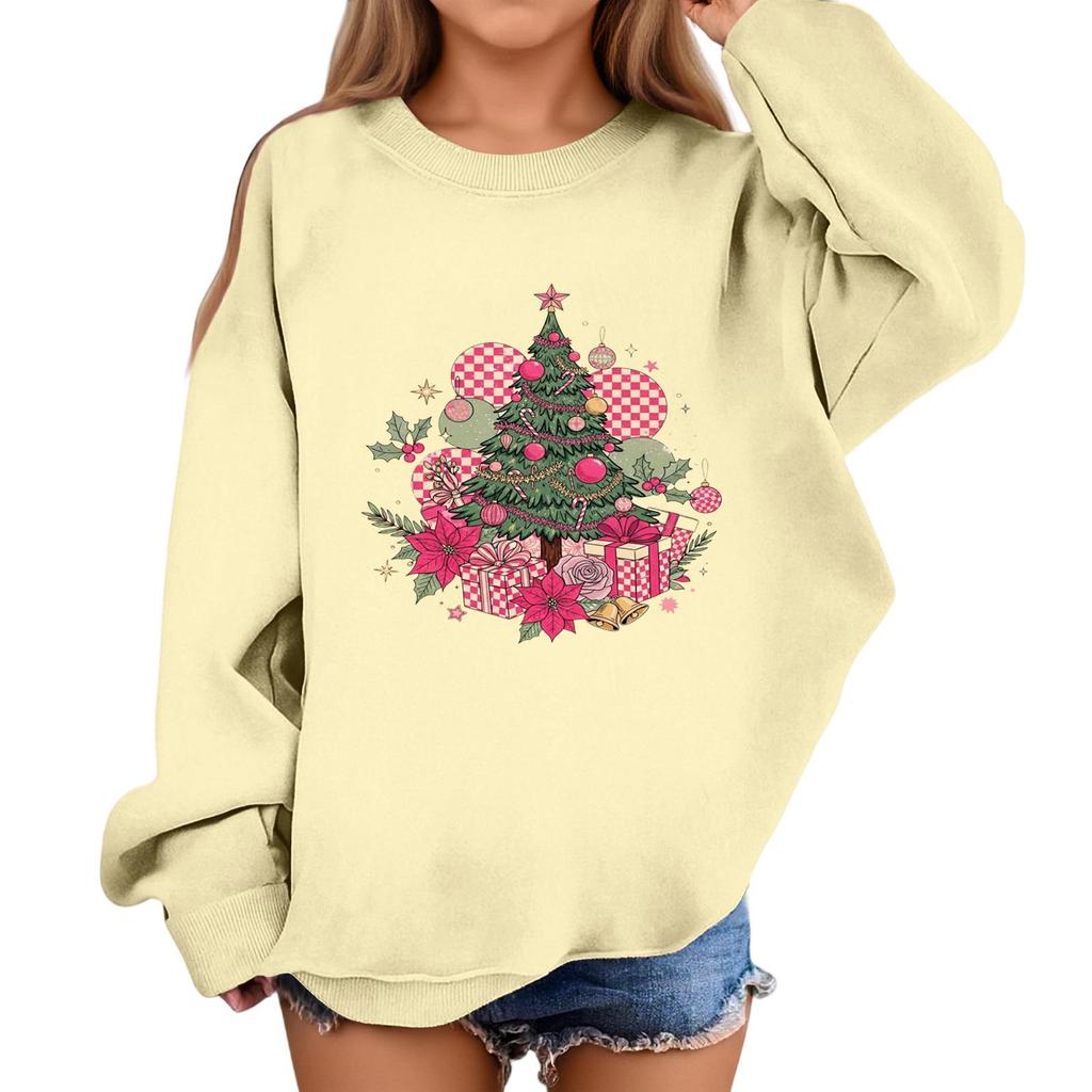 Children's Fashionable Casual Long-sleeved Loose Christmas Print Pullover Sweatshirt