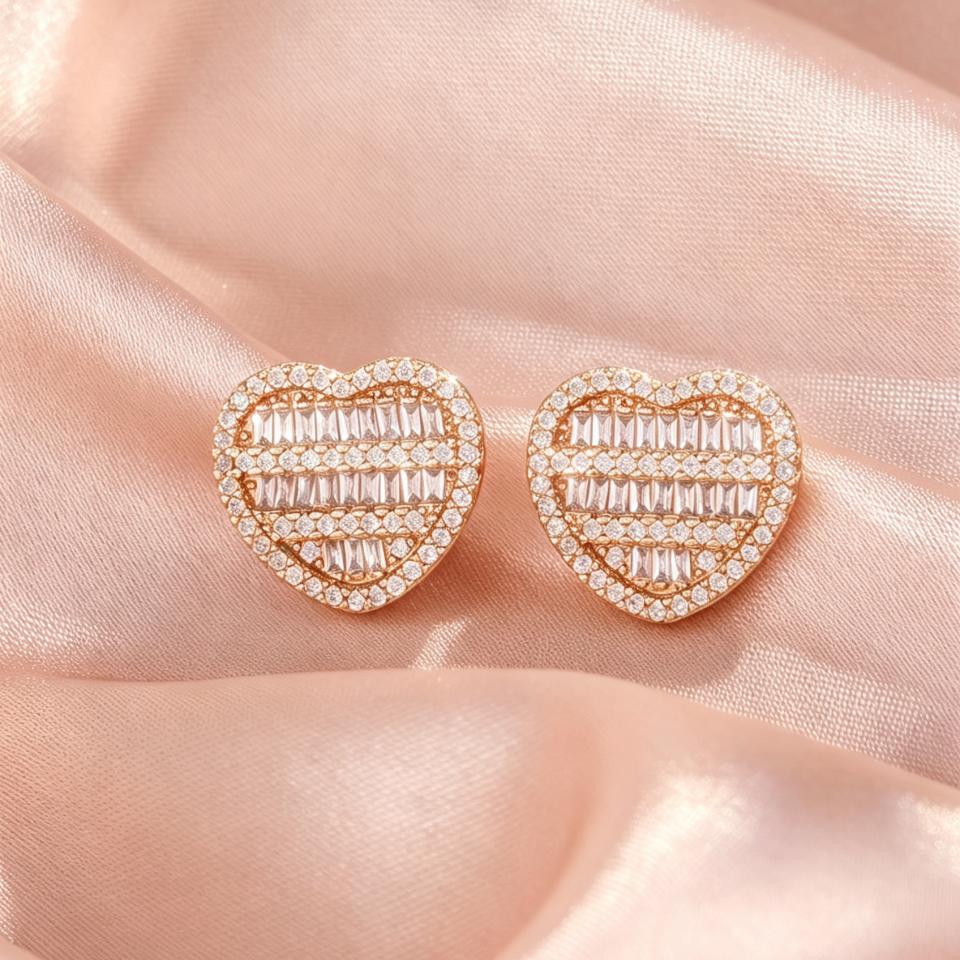 ZAKOL Sparkling Iced Out Heart Cubic Zirconia Earrings Necklace For Women Romantic Wedding Anniversary Daily Party Jewelry Gift