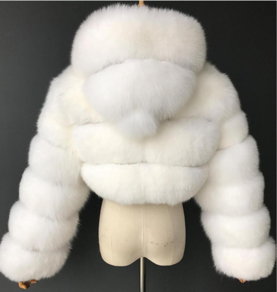 Furry Cropped Faux Fur Coats Bundy Dámske Fluffy Top Coat Krátke zimné kožušinové kabátiky s kapucňou