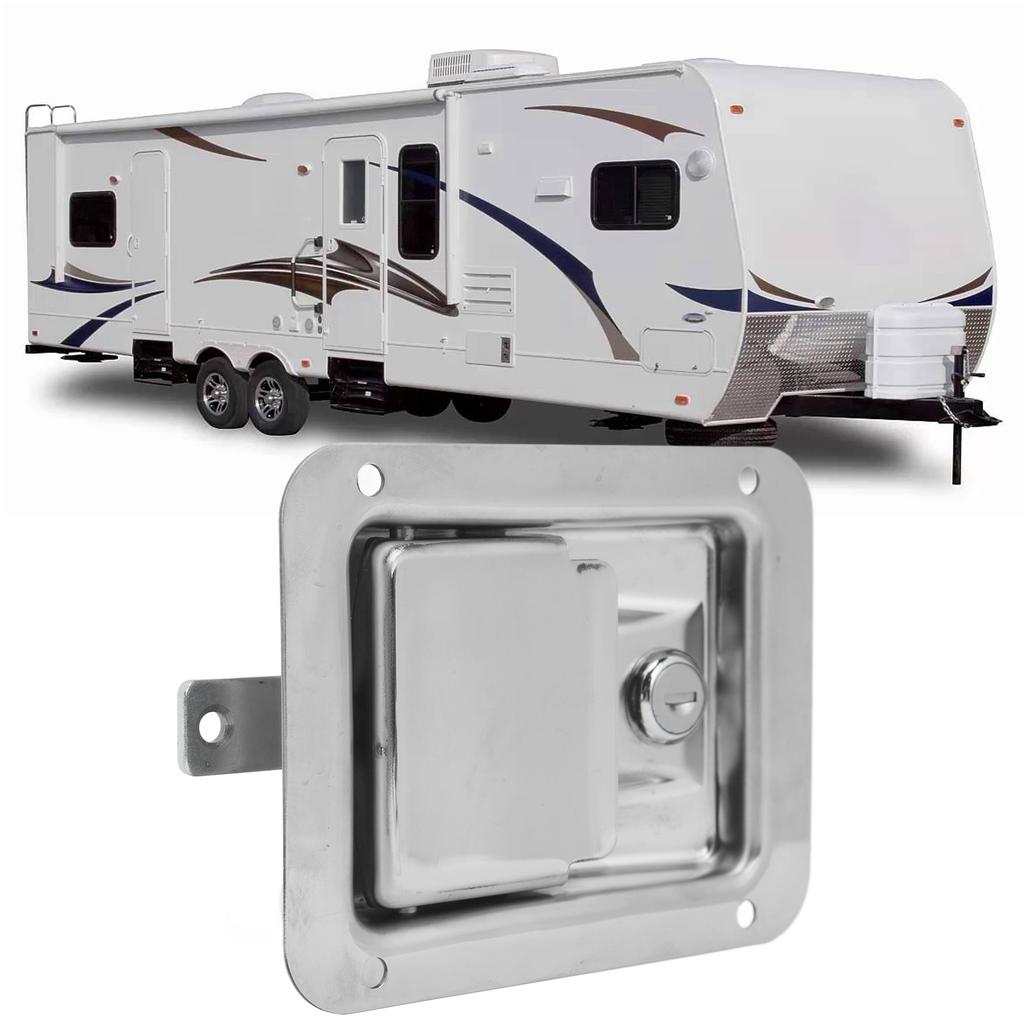 Stainless Steel Trailer Toolbox , 140 x 108mm Flush Mount Locking Paddle with 2 Keys for Trailer Truck Electric Cabinet UTV ATV Box