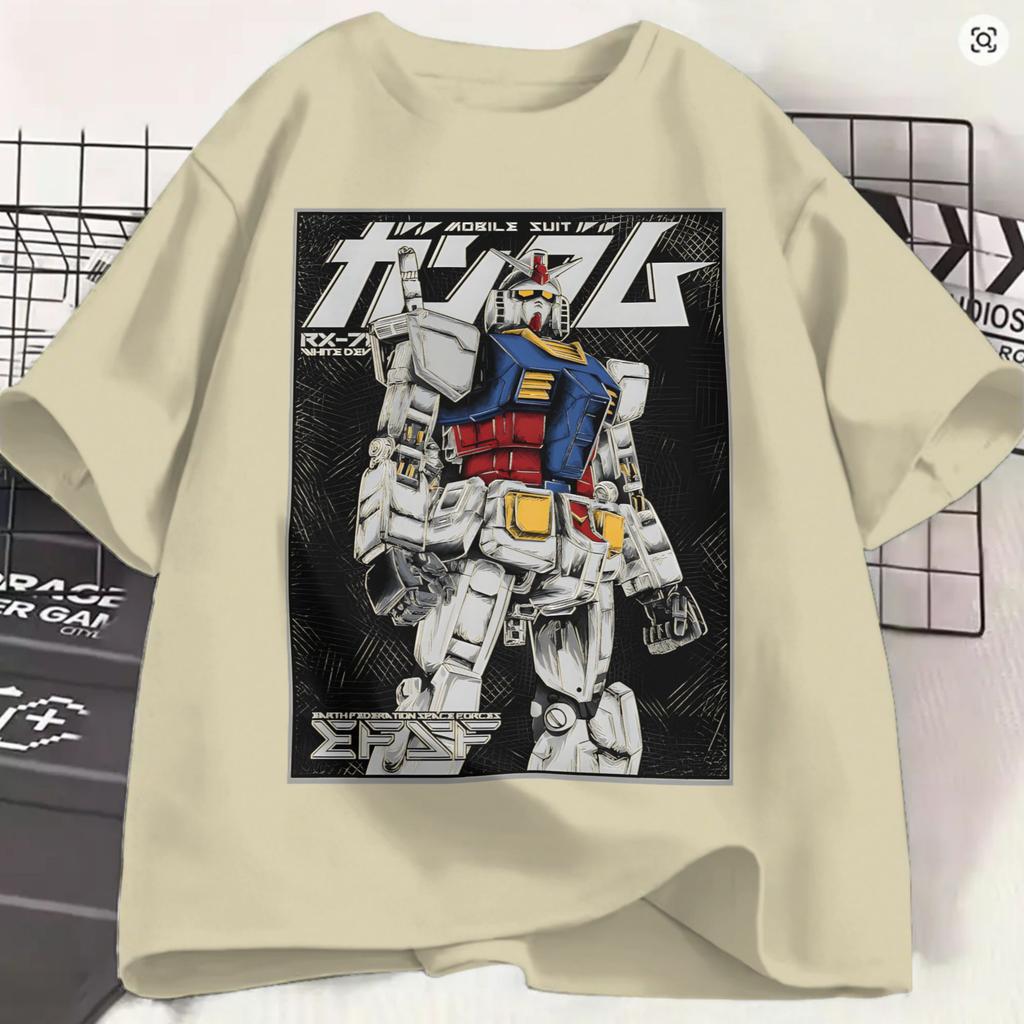 Gundam Tshirt Unisex Hipster Pure Cotton Tee Shirt O Neck Short Sleeve T Shirt Printing Tops