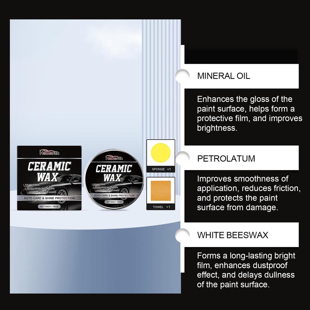 Homonth Car Care Wax Kit, Polishing and Repair, Anti-Stain Renovation, Convenient Wiping, Special Car Paint Surface Care, 1 set