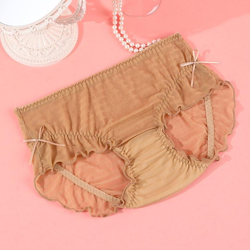 Damskie Bawełniane Majtki Letnie Plus Size z Jedwabiu Lodowego z Antybakteryjnym Wkładem w Kroku