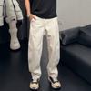 White Casual Scimitar Jeans Men's Spring and Autumn Trendy Brand Splicing Narrow Version Straight Wide-leg Overalls Slim Pants