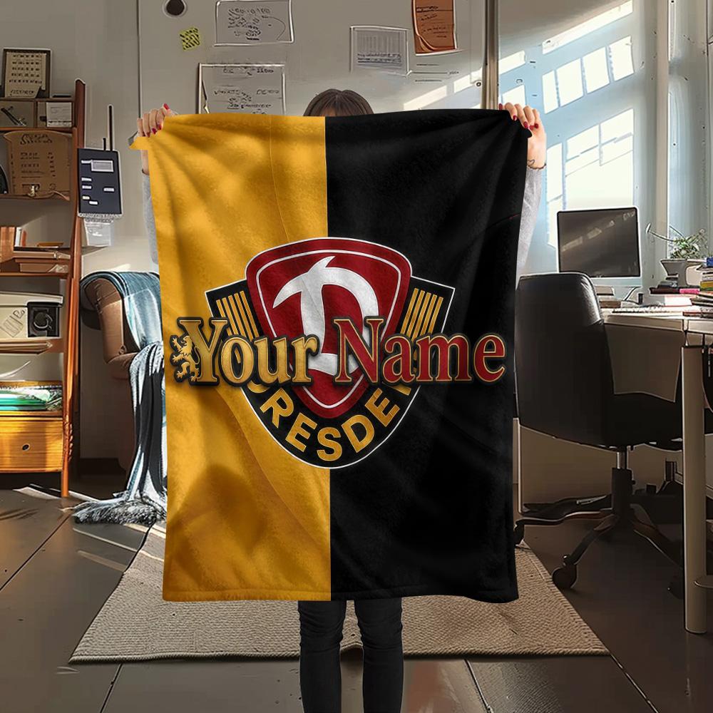 1 Stück Dynamo Dresden Benutzerdefinierter Name Gemustert Flanell Decke Geeignet Für Alle Jahreszeiten Für Heimdekoration Wärme Und Komfort Geschenke Feiertagsgeschenk