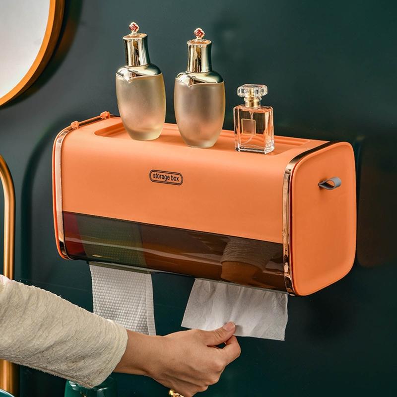 Waterproof Tissue Box Wall Mounted Paper Roll Holder Paper Dispenser for Hotel Home Bathroom Kitchen Toilet Decorations