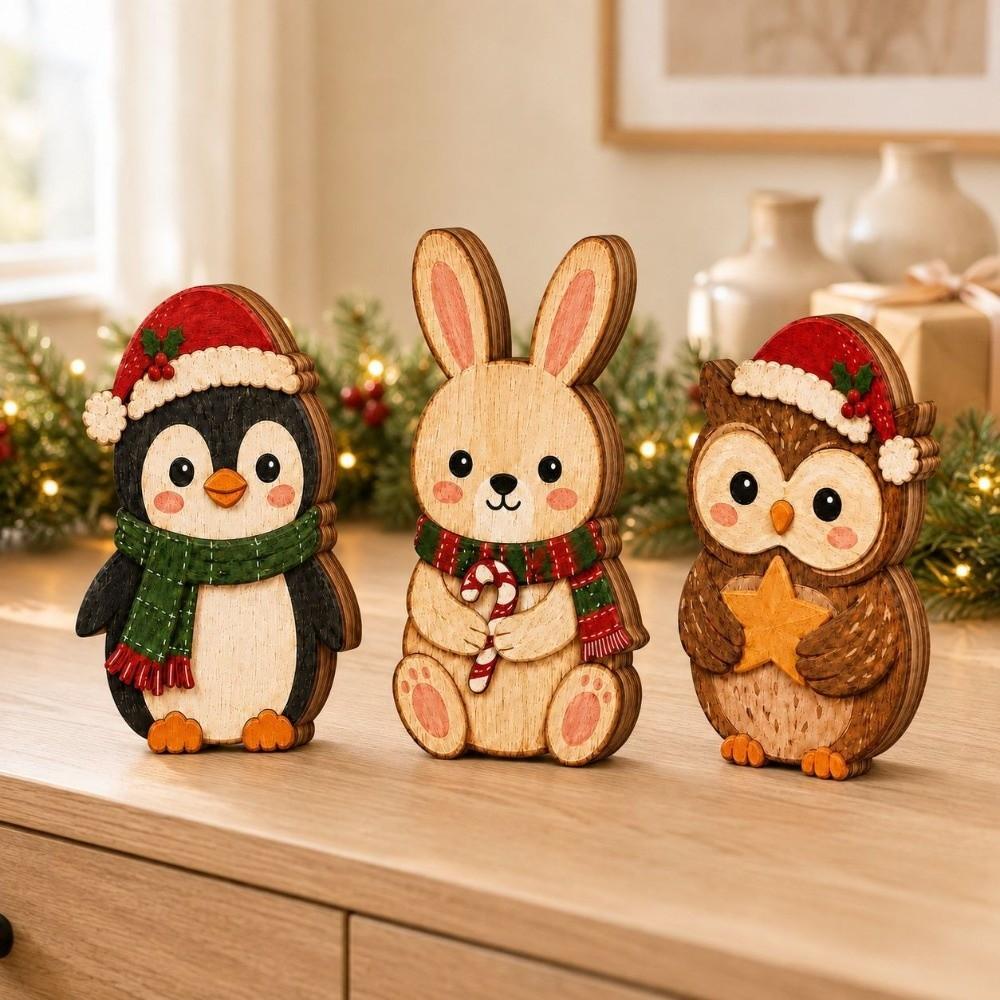 3/4pcs Rustic Farmhouse Style Christmas Snowman Decorations Vintage Holiday Tabletop Decor Gift