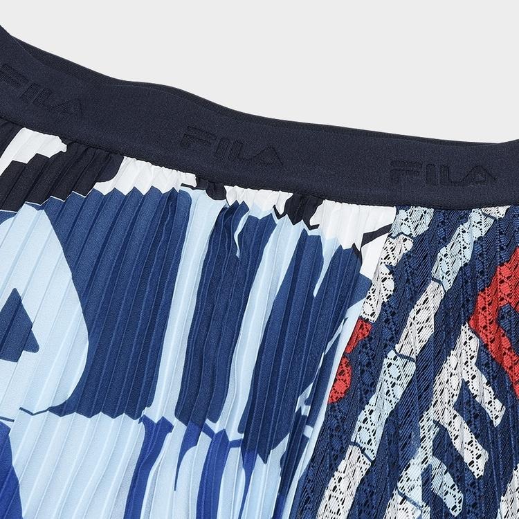 Fila Elastic Full Print Spliced Casual Long Skirt Women skirts Blue F11W434303F-ZA
