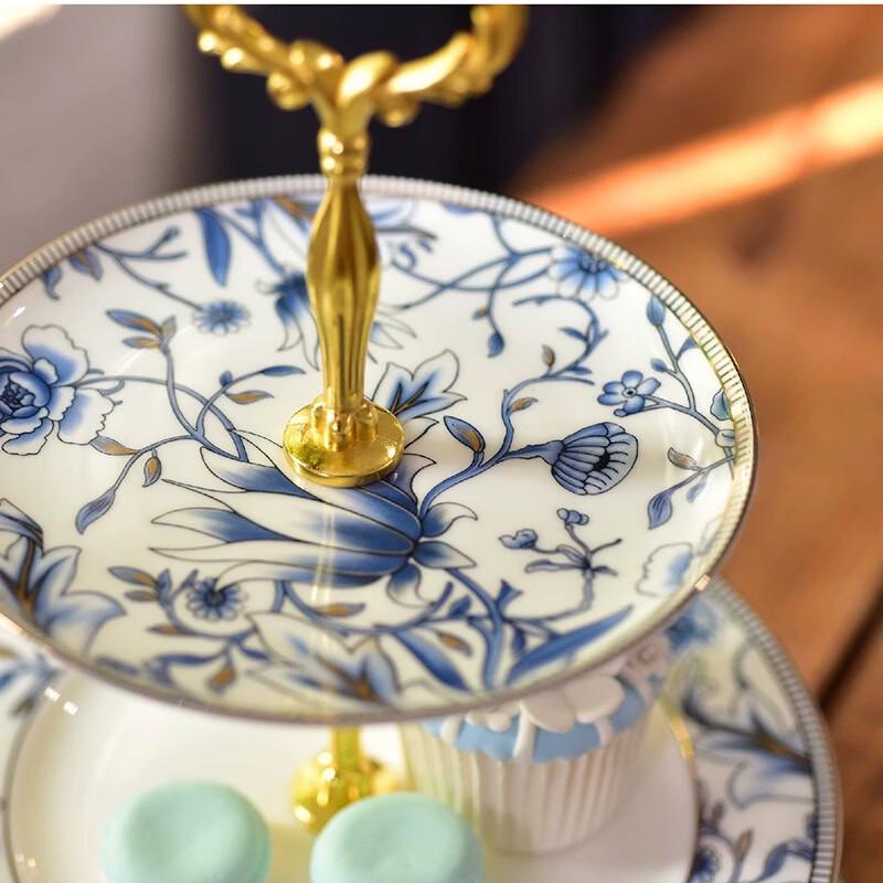 European Style Ceramic Double-Tier Dessert & Fruit Stand