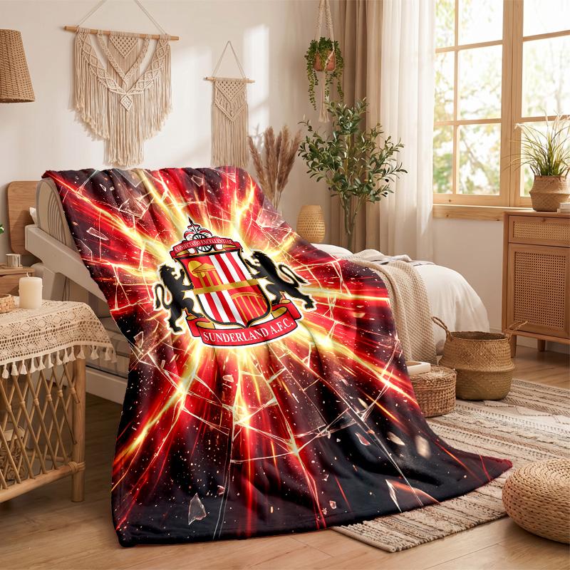 Sunderland Football Print Flannel Blanket Soft Warm Sofa Bed Throw Blanket For Home Office Bedroom