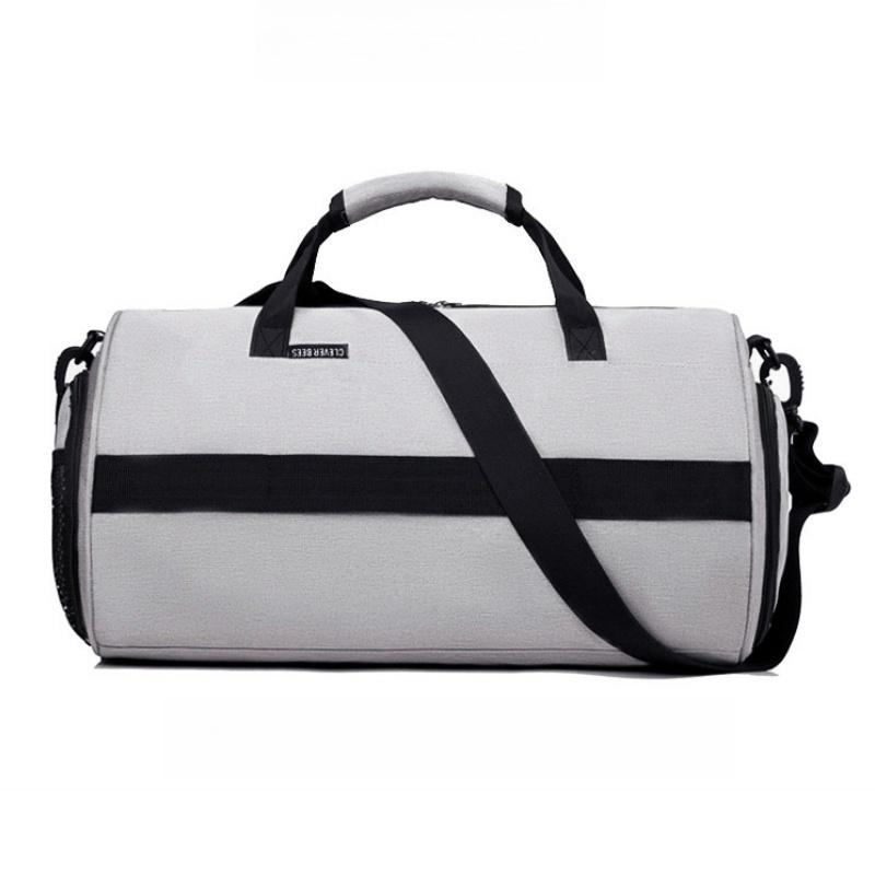 Trendy Portable Outdoor Sport Travel Bag Practical Independent Shoe Pocket Duffel Bag Dry-wet Separation Luggage Bag Cylindrical Touring Business Pack