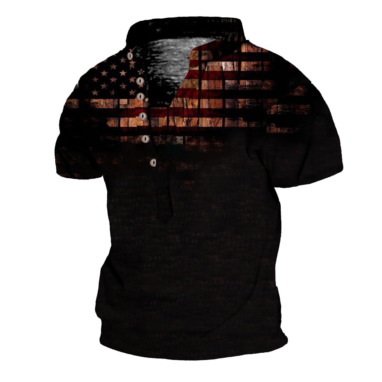 

Мужская винтажная футболка с коротким рукавом и принтом на открытом воздухе, дышащая футболка с v-образным вырезом и короткими рукавами на пуговицах XXXL