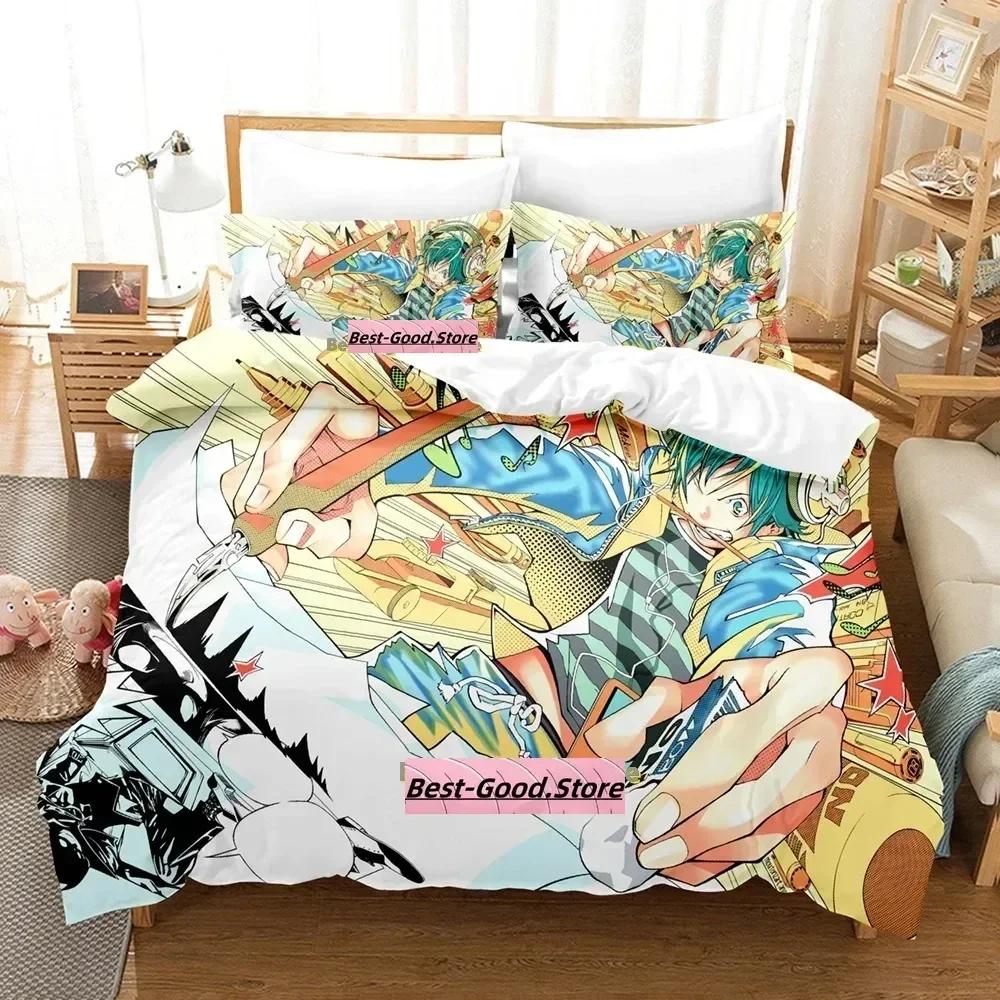 Bakuman Beding Set Printed Bed Linen Set With Pilowcase Soft Duvet Cover Soft Single Double Quen Super King-Sized Dimensionsd Dimensions Adult People