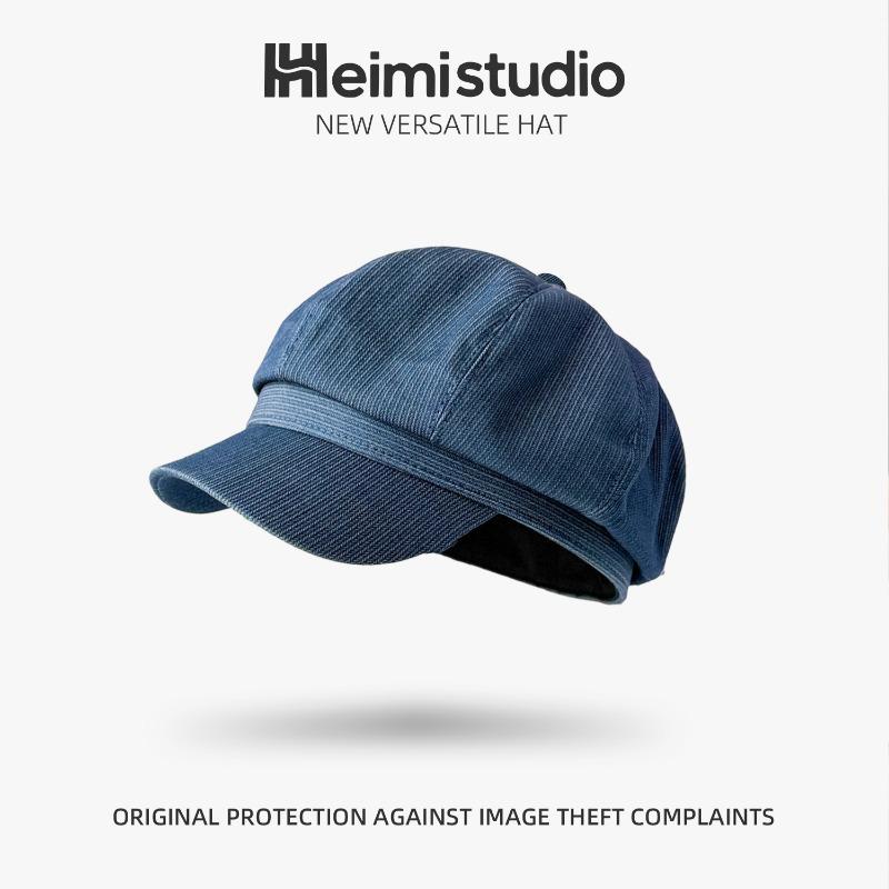 25 to early autumn new simple solid color retro octagonal hat women's versatile newsboy hat temperament cap tide