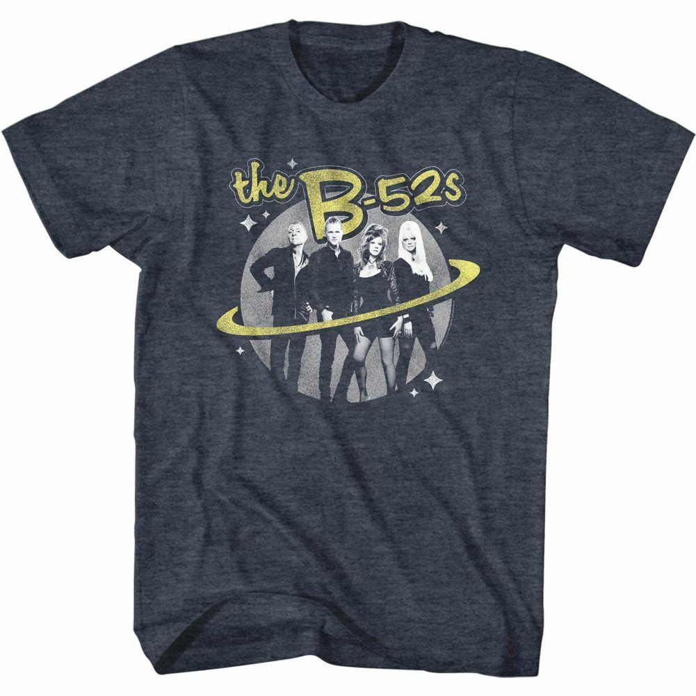 The B-52 s Logo and Planet Navy Heather Adult T-Shirt Mens Womens Tees Top 4XL
