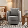 Accent Chair with 360 degrees Swivel Base, Leisure Club Chair in Linen Fabric with Cushion in Light Grey