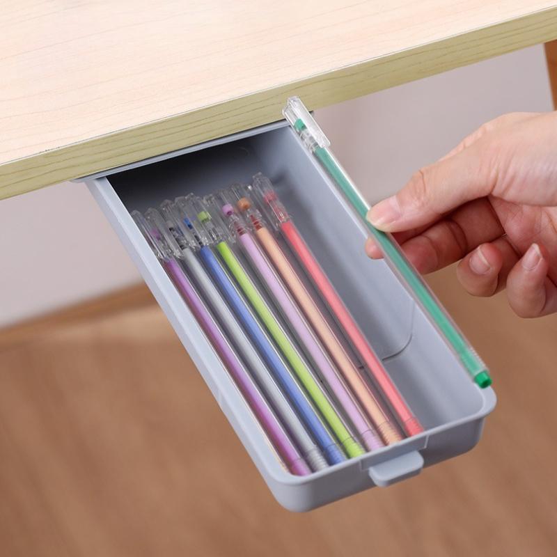 Creative Self-Adhesive Mini Hidden Drawer Under The Table/desk - Girl's Cosmetic & Stationery Organizer Saving-space Storage Box
