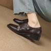 Fashion Women Oxford Low Heel 2025 Spring Shoes for Woman Genuine Leather Brogues Vintage Buckle Loafers Casual Black Brown Girls Shoes
