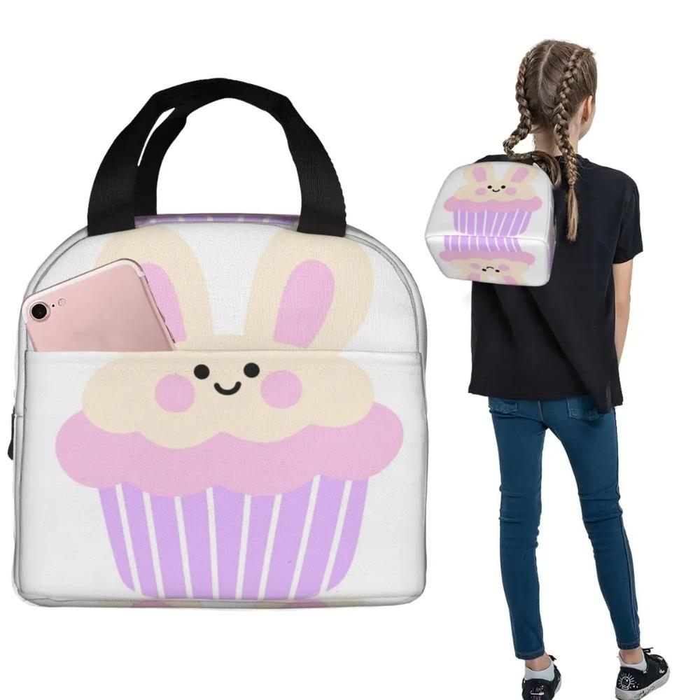 Bunny Paper Cup Cake Cartoon Insulated Lunch Bag for Women Kids Portable Food Boxes Thermal Lunch Box Tote