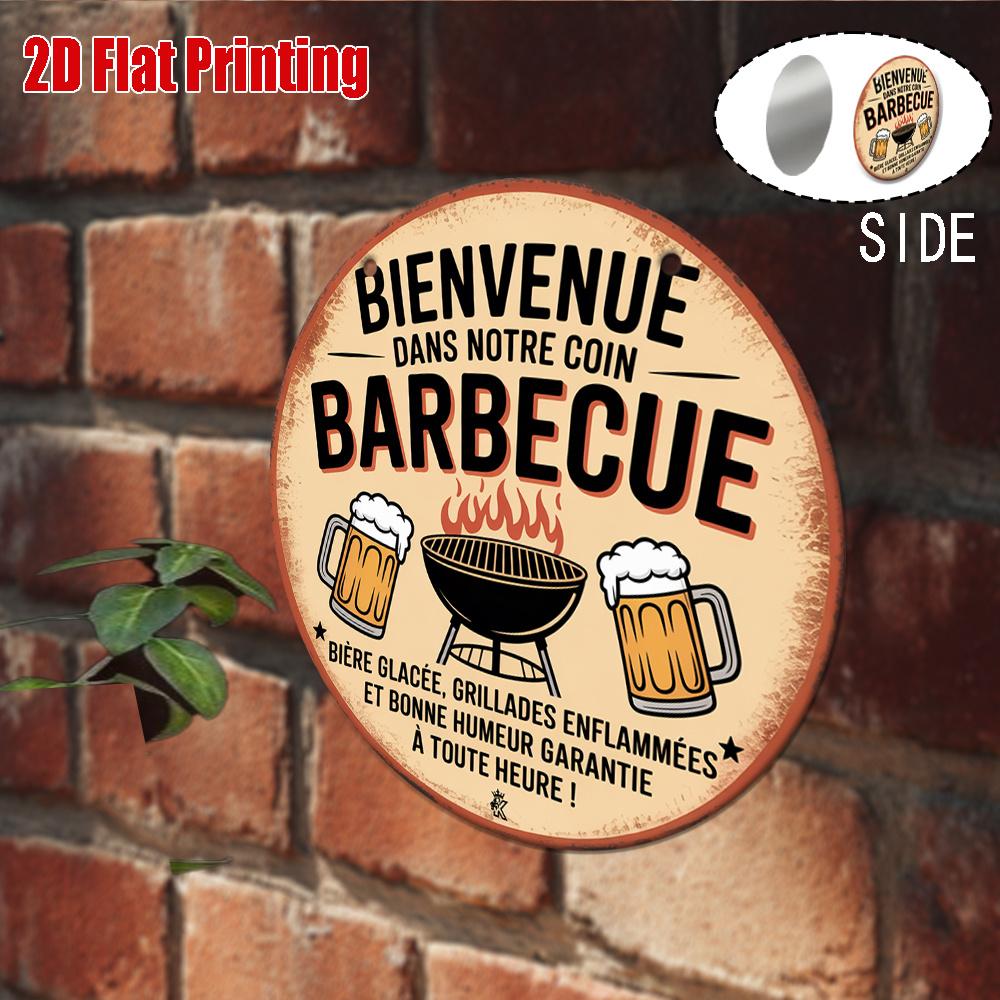 Funny French Perfect Pairing BBQ Beer Aluminum Sign Gift for Friend Garden Home Bar BBQ Party Decor Popular Gift