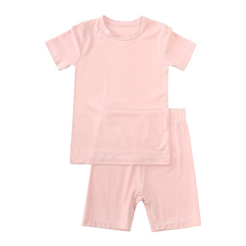 Bamboo Fiber Kids Boys Girls Clothes Set Breathable Pajamas Short Sleeve Top+Shorts Baby Loungewear Children's Sleepwear