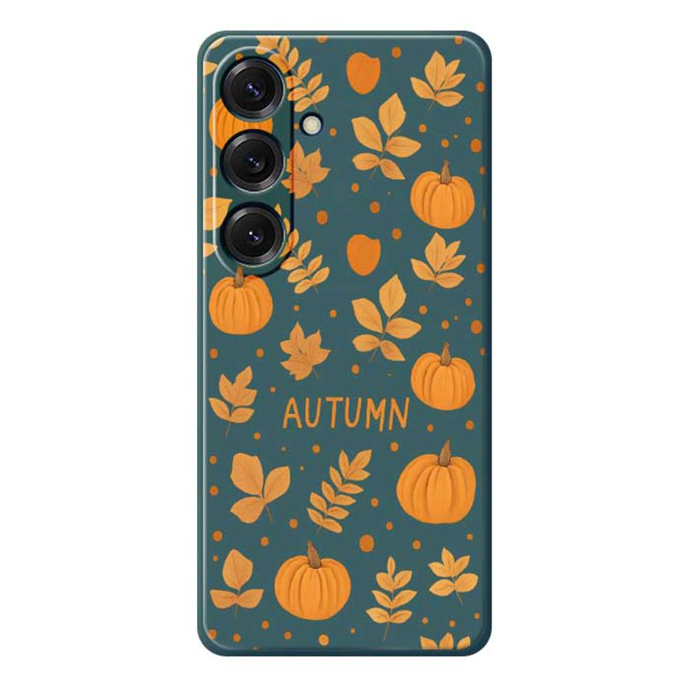 

For Samsung Galaxy S25 Case Autumn Theme Pattern Printing Straight Edge TPU Phone Back Cover Green