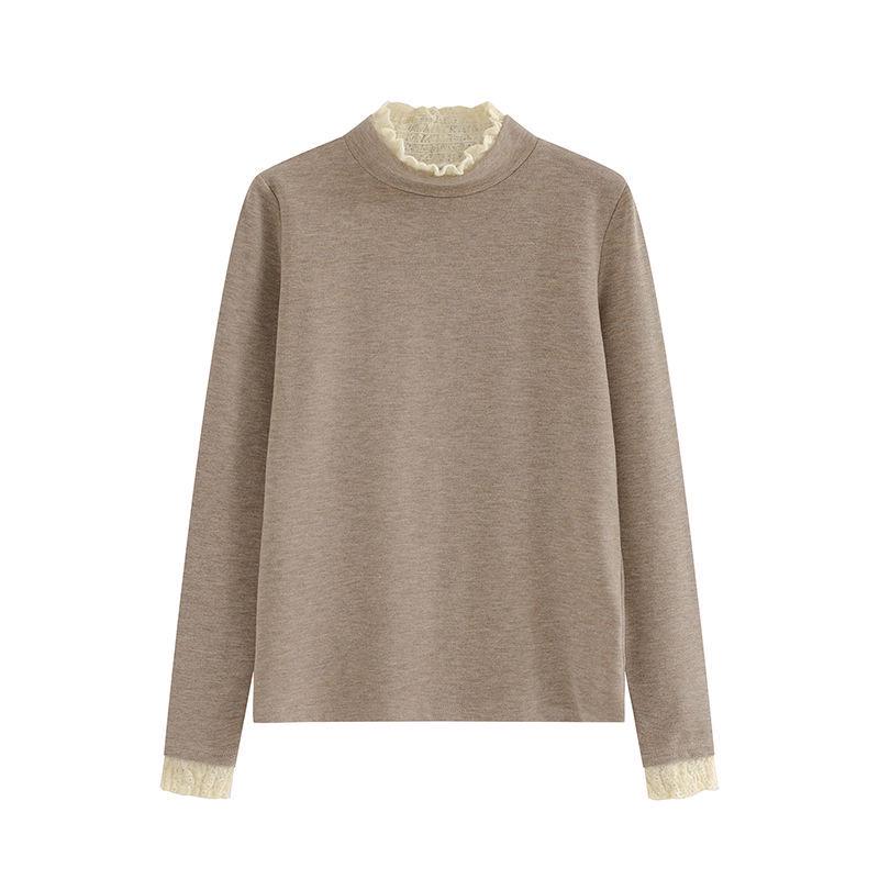 Krajkový sametový rolák dámský top - Elegantní, hřejivý a zesílený na podzim/zimu