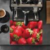 Red Strawberry Dish Drying Mat Coffee Mat Under Coffee Maker Espresso Machine with Non-Slip Rubber Backed Coffee Mat for Draining Racks