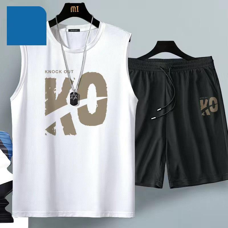 Sommer Herren Kleidung Harajuku Atmungsaktiv Mode Sportbekleidung Basketballanzug lässiges Kurzarm-T-Shirt + Shorts 2-teilig